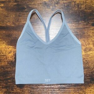 Set Active Sculptflex Ribbed V-Neck Workout Gym Yoga Sports Bra Top| Shade: Wave